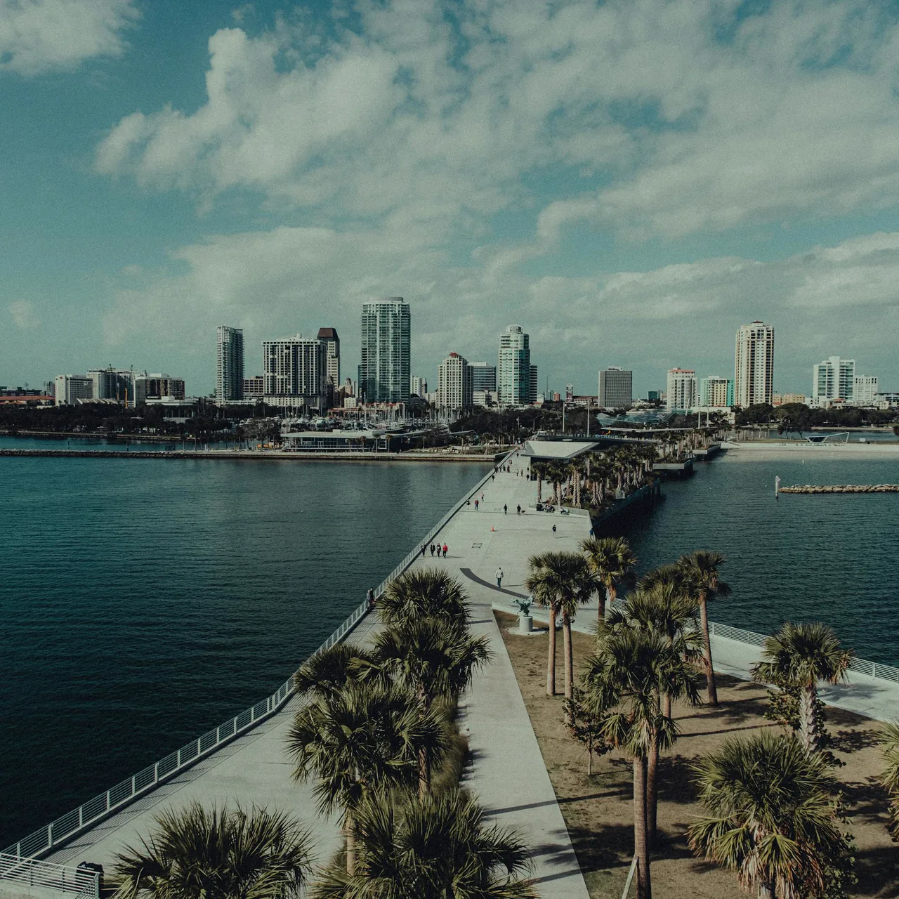 St. Petersburg waterfront pier and downtown skyline along Tampa Bay, Pinellas County Florida